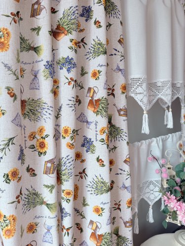 Zakostyl zasłony + zazdrostka + lambrekin soneczniki lawenda