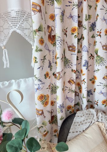 ZAKOSTYL ZASŁONY + ZAZDROSTKA + LAMBREKIN SONECZNIKI LAWENDA