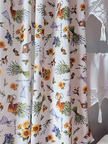 Zasłona soneczniki lawenda szer.140cm