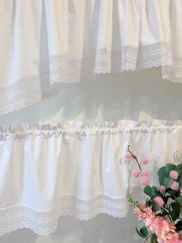 Zestaw lambrekin + zazdrostka shabby chic biała koronka