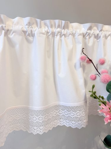 ZESTAW LAMBREKIN + ZAZDROSTKA SHABBY CHIC BIAŁA KORONKA