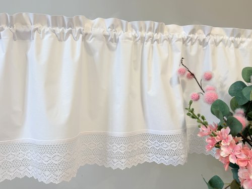 ZESTAW LAMBREKIN + ZAZDROSTKA SHABBY CHIC BIAŁA KORONKA