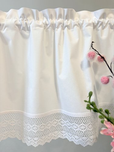 ZESTAW LAMBREKIN + ZAZDROSTKA SHABBY CHIC BIAŁA KORONKA