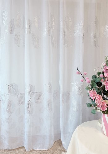 Firana etamina srebrne liście 280cm