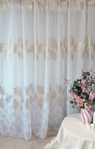 FIRANA ETAMINA ZŁOTE LIŚCIE GOTOWA 140cm/250cm 