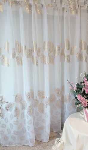 FIRANA ETAMINA ZŁOTE LIŚCIE GOTOWA 140cm/250cm 