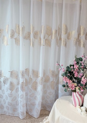 Firana etamina złote liście gotowa 140cm/250cm