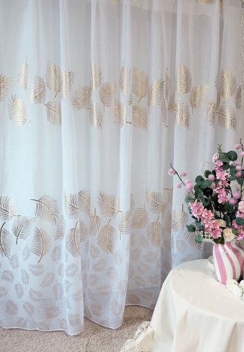 FIRANA ETAMINA ZŁOTE LIŚCIE GOTOWA 140cm/250cm 