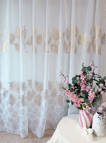 FIRANA ETAMINA ZŁOTE LIŚCIE GOTOWA 140cm/250cm 