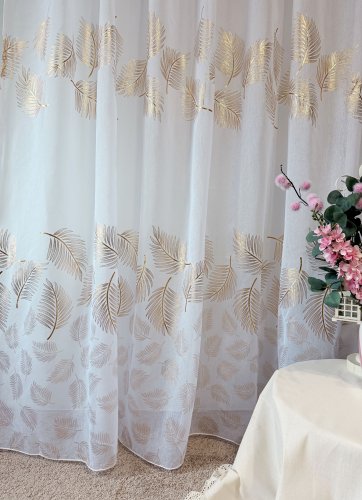 FIRANA ETAMINA ZŁOTE LIŚCIE GOTOWA 140cm/250cm 