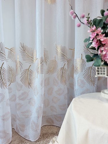 FIRANA ETAMINA ZŁOTE LIŚCIE GOTOWA 140cm/250cm 