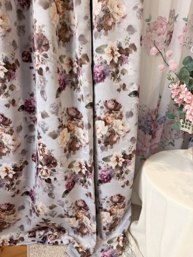 ZASŁONA BLACKOUT ELEONOR SZARE TŁO SZER.150cm (OSTATNIE 2SZTUKI)