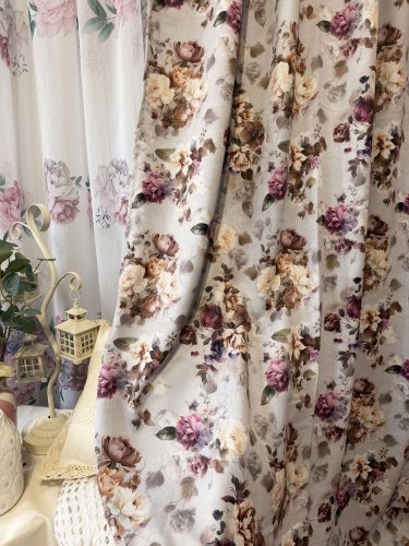 Zasłona blackout eleonor szare tło szer.150cm (ostatnie 2sztuki)