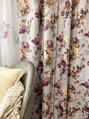 ZASŁONA BLACKOUT ELEONOR SZARE TŁO SZER.150cm (OSTATNIE 2SZTUKI)