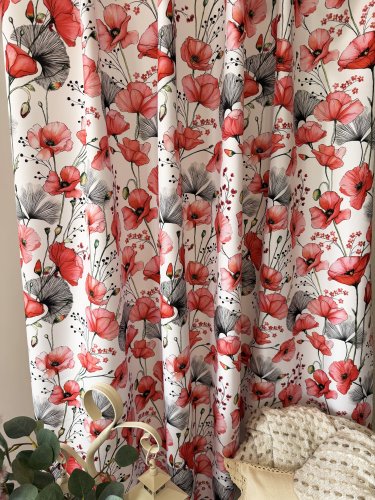 ZASŁONA MAKI CZERWONE OXFORD SZER.150cm