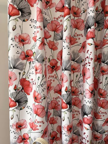 ZASŁONA MAKI CZERWONE OXFORD SZER.150cm