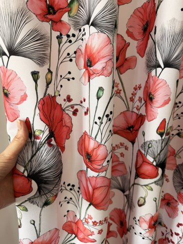 ZASŁONA MAKI CZERWONE OXFORD SZER.150cm