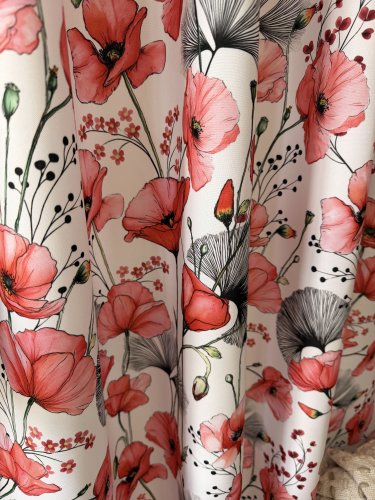 ZASŁONA MAKI CZERWONE OXFORD SZER.150cm
