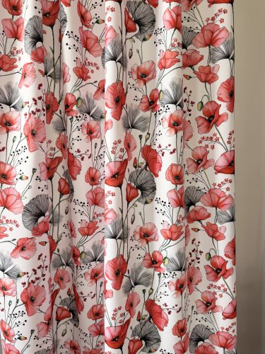 ZASŁONA MAKI CZERWONE OXFORD SZER.150cm