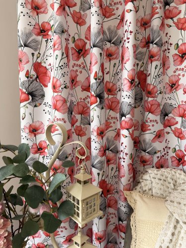 Zasłona maki czerwone oxford szer.150cm