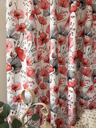 ZASŁONA MAKI CZERWONE OXFORD SZER.150cm