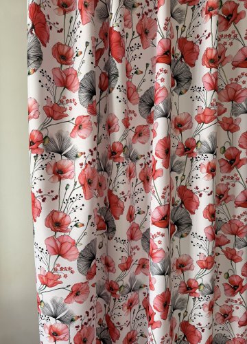 ZASŁONA MAKI CZERWONE OXFORD SZER.150cm