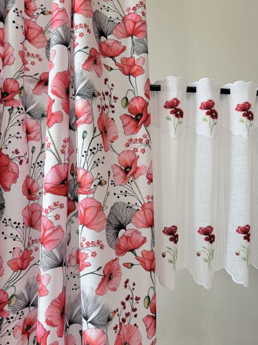ZASŁONA MAKI CZERWONE OXFORD SZER.150cm