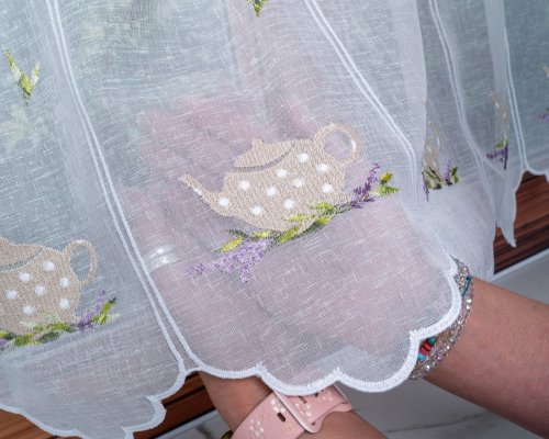 Zazdrostka panel natural haft lawenda czajniczek 17cm/40cm/60cm  (1panel = 1sztuka)