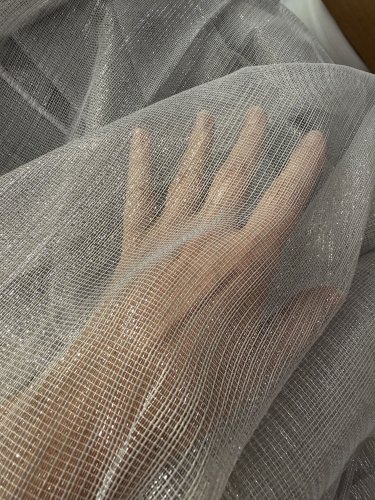 Firana siatka biała/srebrna  320cm