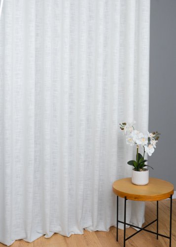 ZASŁONA Z DODATKIEM LNU SZER.150CM ZEFIR MLECZNA BIEL