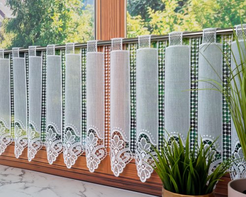 ZAZDROSTKA GIPIURA KORONKA BIEL BATYST 40/70cm (cena za 1panel = 10cm)