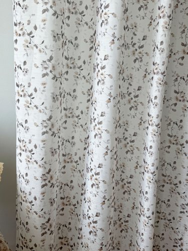 FIRANA ETAMINA BRĄZOWE KWIATY SZER.140CM