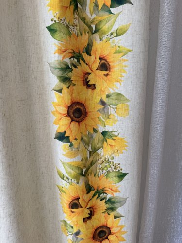 ZASŁONA Z DODATKIEM LNU SZER.150CM SŁONECZNIKI NA KREMIE 
