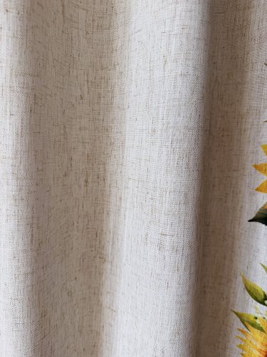 ZASŁONA Z DODATKIEM LNU SZER.150CM SŁONECZNIKI NA KREMIE 
