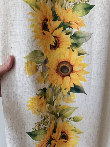 ZASŁONA Z DODATKIEM LNU SZER.150CM SŁONECZNIKI NA KREMIE 