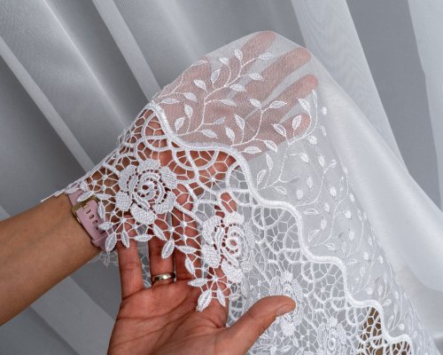 FIRANA MARKIZETA GIPIURA RÓŻA DOŁEM APLIKACJA max290CM