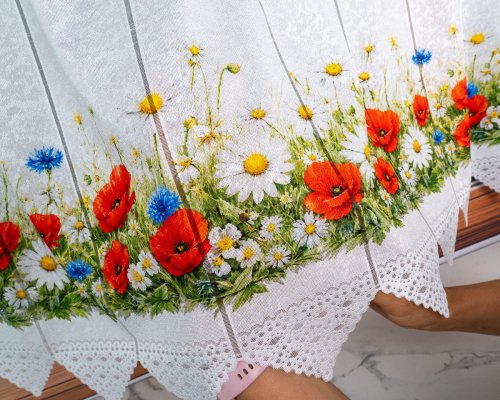 Zazdrostka panel żakard kwiaty 40cm/70cm  (1panel = 11,50cm)