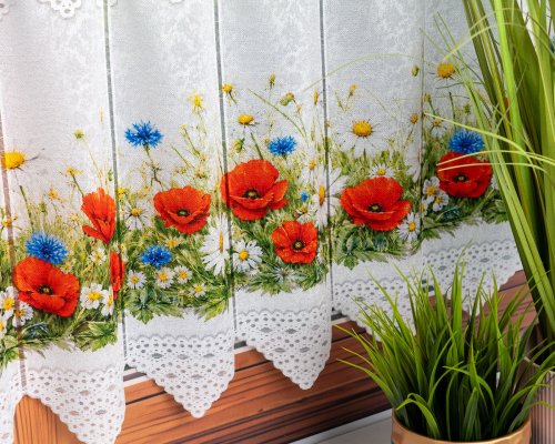 ZAZDROSTKA PANEL ŻAKARD KWIATY 40cm/70cm  (1panel = 11,50cm)
