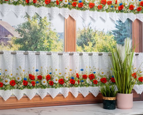 ZAZDROSTKA PANEL ŻAKARD KWIATY 40cm/70cm  (1panel = 11,50cm)