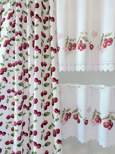 ZASŁONA WIŚNIE CZERESNIE WODOODPORNA SZER.150cm