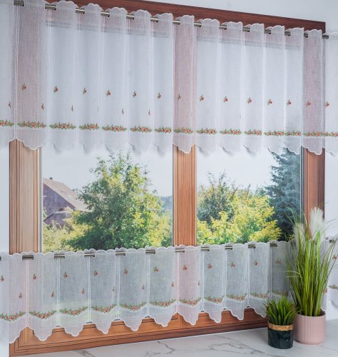 ZAZDROSTKA NATURAL HAFT CZERWONE KWIATUSZKI   35/60  (1panel = 16cm)