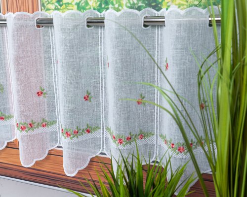 ZAZDROSTKA NATURAL HAFT CZERWONE KWIATUSZKI   35/60  (1panel = 16cm)