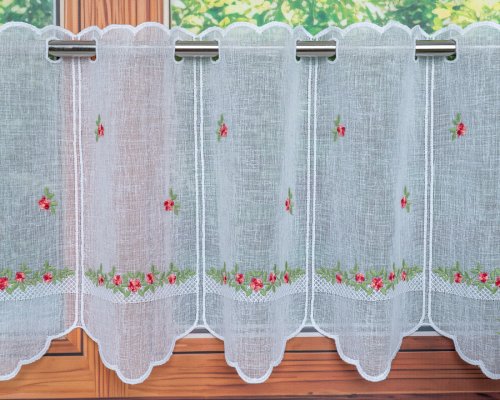ZAZDROSTKA NATURAL HAFT CZERWONE KWIATUSZKI   35/60  (1panel = 16cm)
