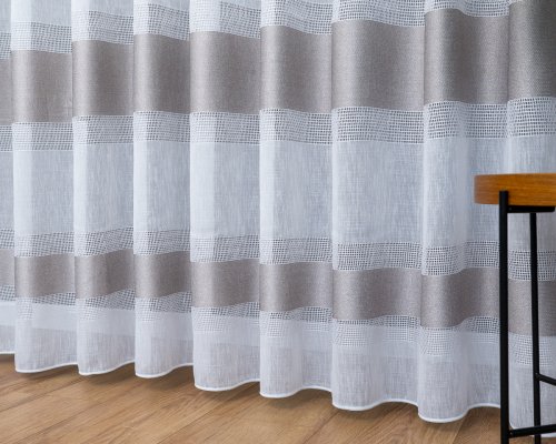 Firana natural mat pasy jasny brąz 300cm