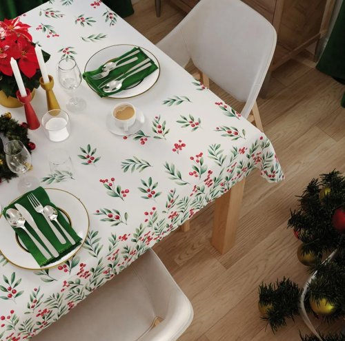 OBRUS BOŻE NARODZENIE JARZĘBINA PLAMOODPORNE
