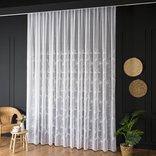 FIRANA HAFTOWANE KWIATY ETAMINA OŁ. 300CM
