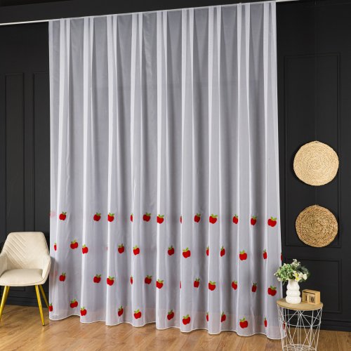 FIRANA HAFTOWANE JABŁKA NA WOALU OŁ. 300CM