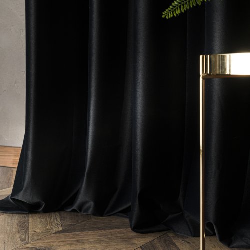 ZASŁONA VELVET GOTOWA 111 CZARNY PRZELOTKI