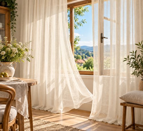 Firana natural mat krem ecru jak len  320cm
