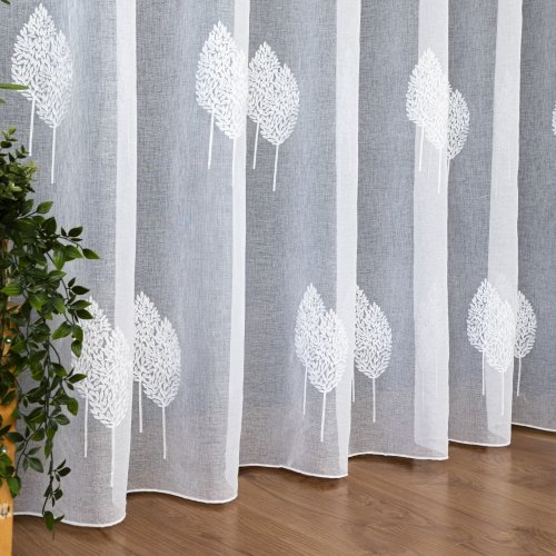 Firana haftowane aplikacje liście  etamina oł. 300cm